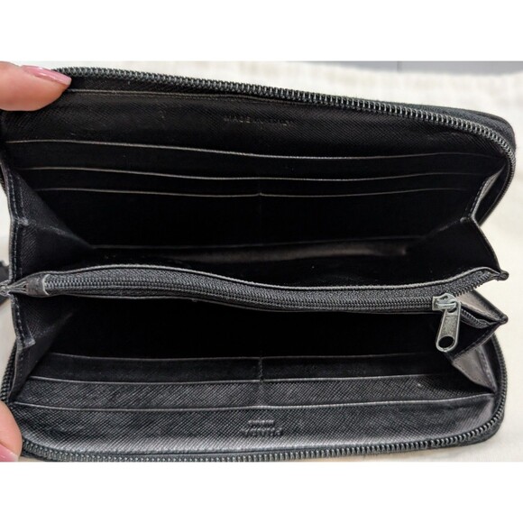 PRADA Logo Plate Nylon Zip Around Long Wallet Black Credit Card - Picture 2 of 5